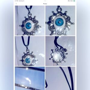 Greek Evil Eye Suede Necklace lt501-5aqu
 Evil Eye new vintage from Greece 🇬🇷